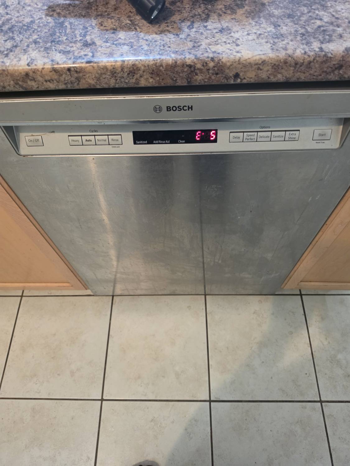 Bosch dishwasher displaying E15 error code